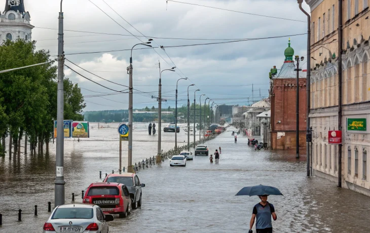 Ливень затопил улицы Нижнего Новгорода: автомобили плывут, горожане — в шоке